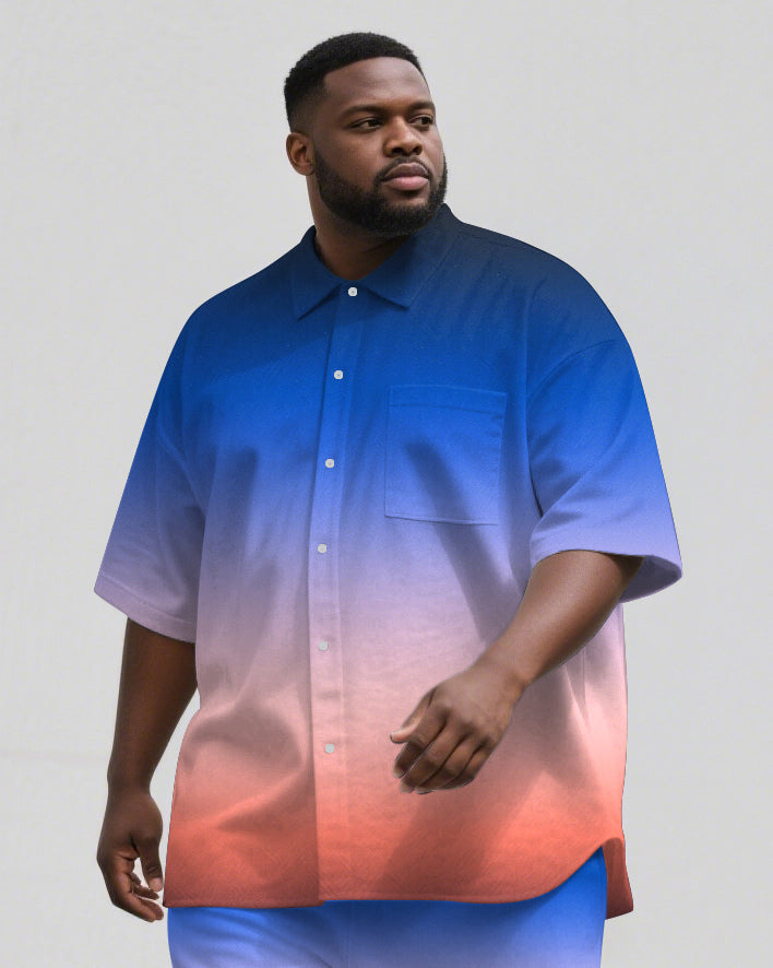 Big & Tall Gradient T-Shirt Shorts Set for big men view 1