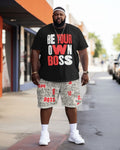 Big & Tall Graffiti Streetwear Two-piece Set for big men view 1