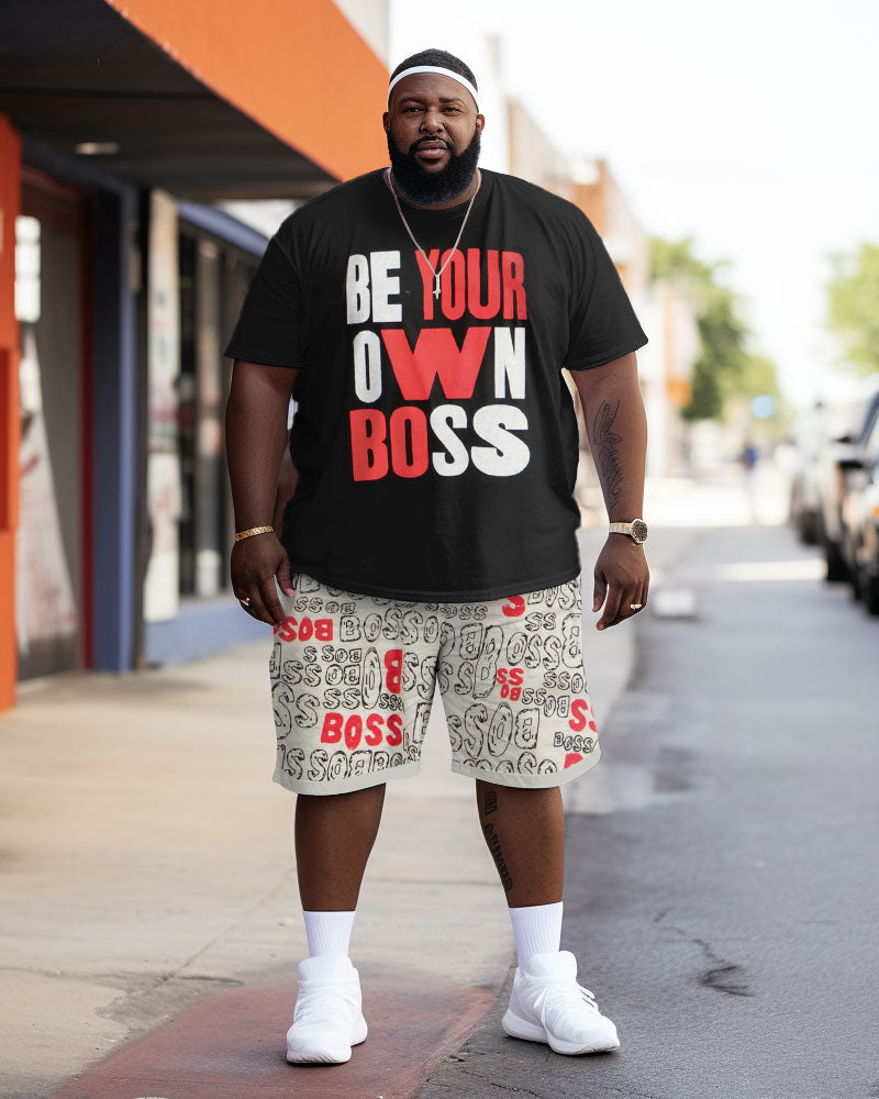 Big & Tall Graffiti Streetwear Two-piece Set for big men view 1