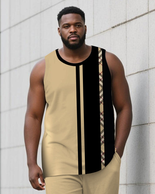 Big & Tall Striped Vest Pants Set for big men view 2