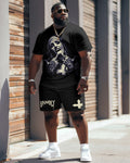 Big & Tall Graphic Streetwear Vintage Two-piece Set for big men view 1