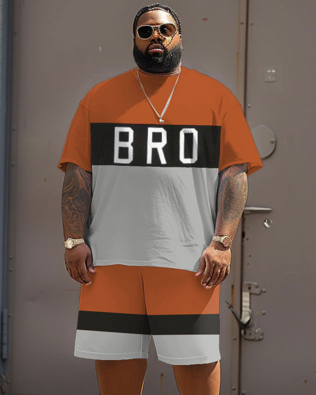 Big & Tall Colorblock Graphic T-Shirt Shorts Set for big men view 1