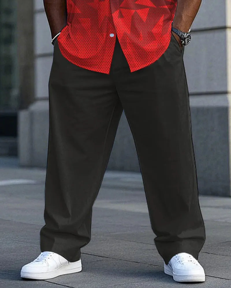 Big & Tall Black Red Gradient T-Shirt Pants Set for big men view 3
