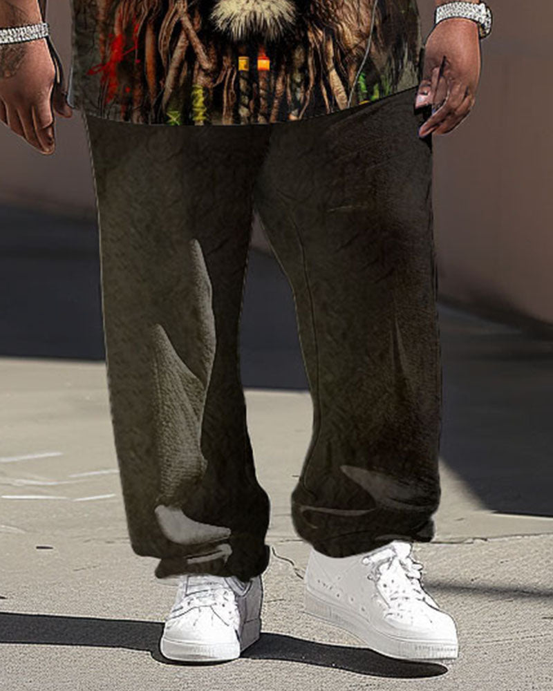 Big & Tall Graphic Graffiti T-Shirt Pants Set for big men view 3