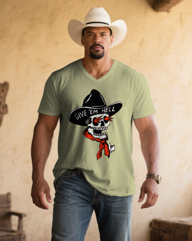 Big & Tall Khaki Blue Western T-Shirt for big men view 1