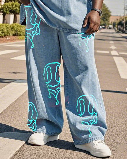 Big & Tall Denim Graffiti T-Shirt Pants Set for big men view 3