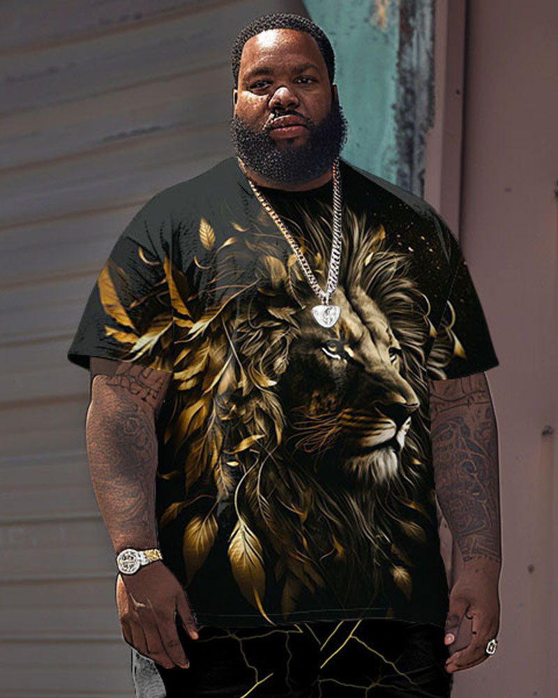 Big & Tall Graphic Streetwear T-Shirt Shorts Set for big men view 2
