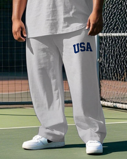 Big & Tall Graphic T-Shirt Pants Set for big men view 3