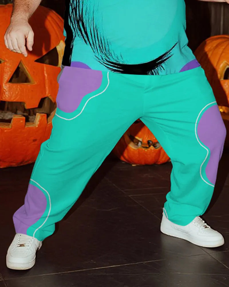 Big & Tall Blue Graffiti T-Shirt Pants Set for big men view 3