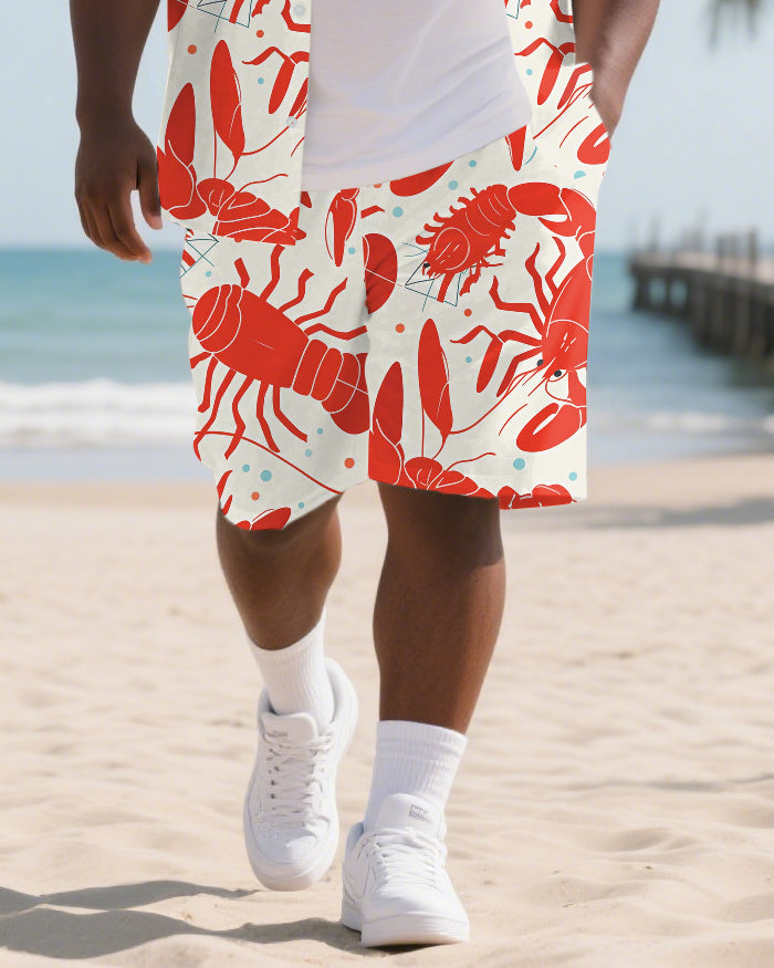 Big & Tall Hawaiian T-Shirt Shorts Set for big men view 3