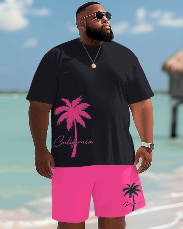 Big & Tall Hawaiian Tropical T-Shirt Shorts Set for big men view 1