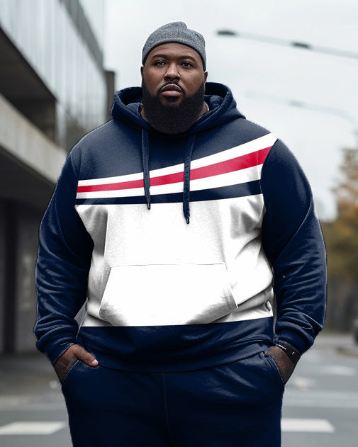 Big & Tall Blue Colorblock Hoodie Sweatpants Set for big men view 2