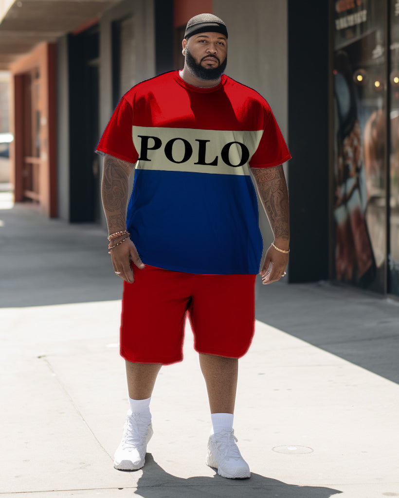 Big & Tall Colorblock T-Shirt Shorts Set for big men view 1