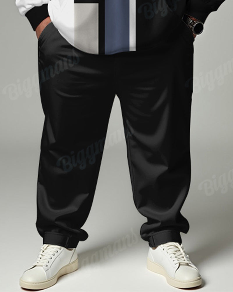 Big & Tall Black Colorblock Hoodie Pants Set for men view 3