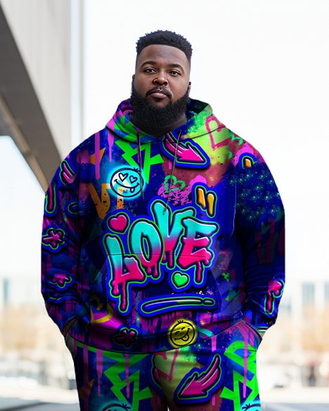 Big & Tall Graphic Hoodie Sweatpants Set for big men view 2