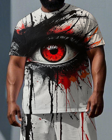 Big & Tall Graphic Streetwear T-Shirt Shorts Set for big men view 2