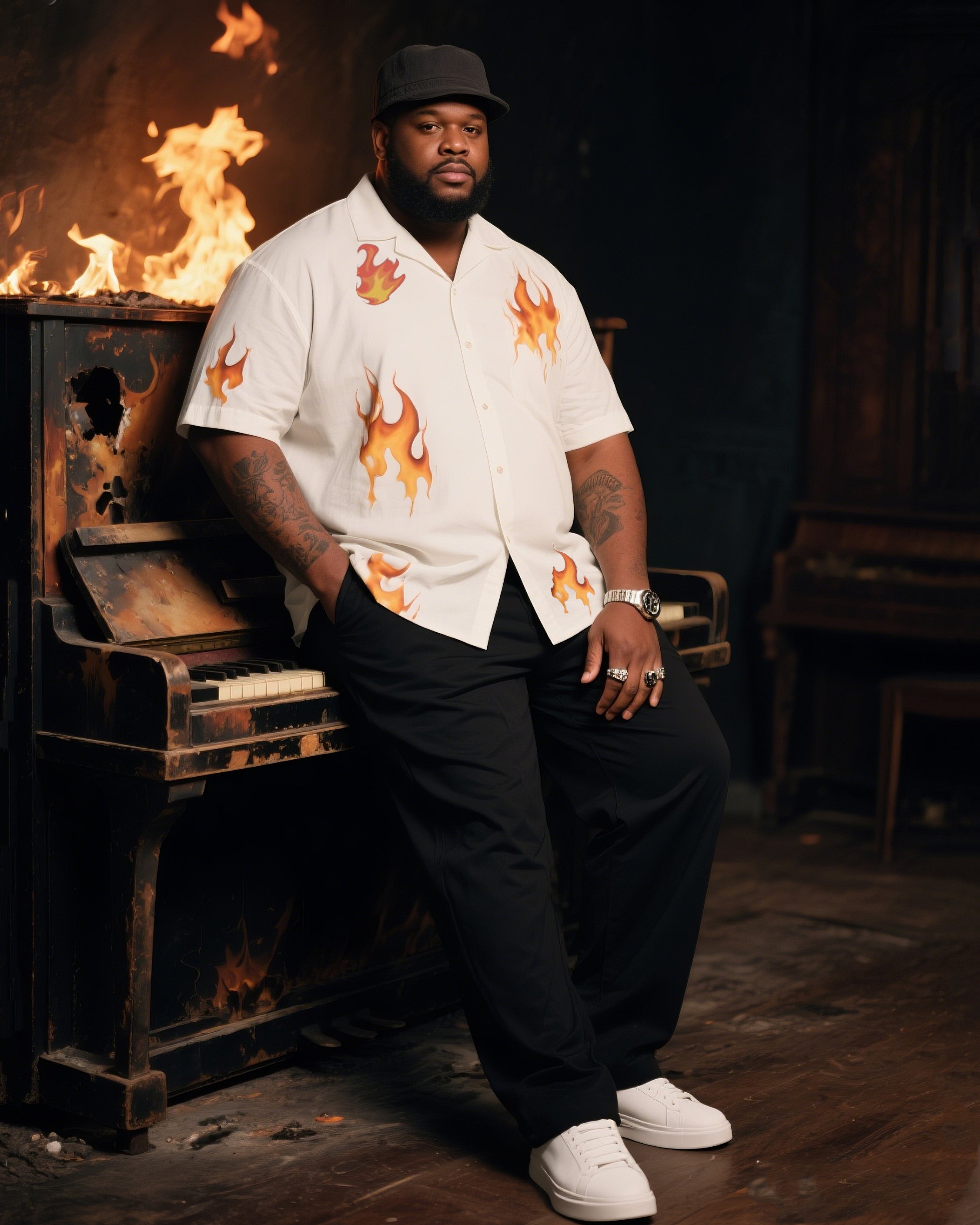 Big & Tall Vintage T-Shirt Pants Set for big men view 2