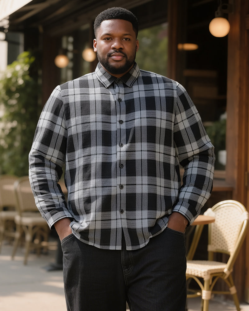 Big & Tall Black Plaid Jeans for big men view 2