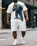Big & Tall Graphic Streetwear T-Shirt Shorts Set for big men view 1