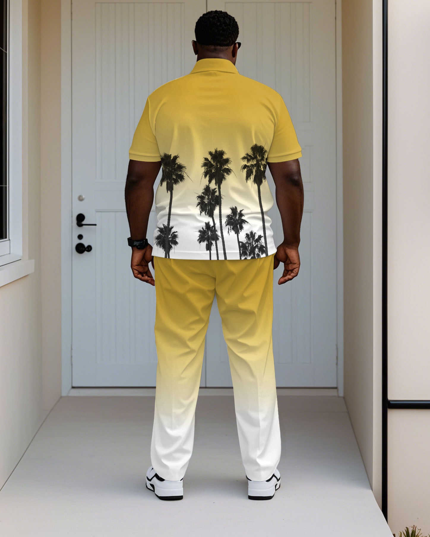 Big & Tall White Brown Gradient Jeans for big men view 4