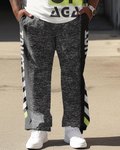 Big & Tall Plaid Streetwear Two-piece Set for big men view 3