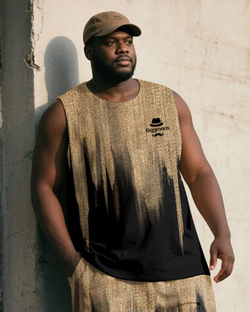 Big & Tall Khaki Gradient Graphic Two-piece Set for big men view 2
