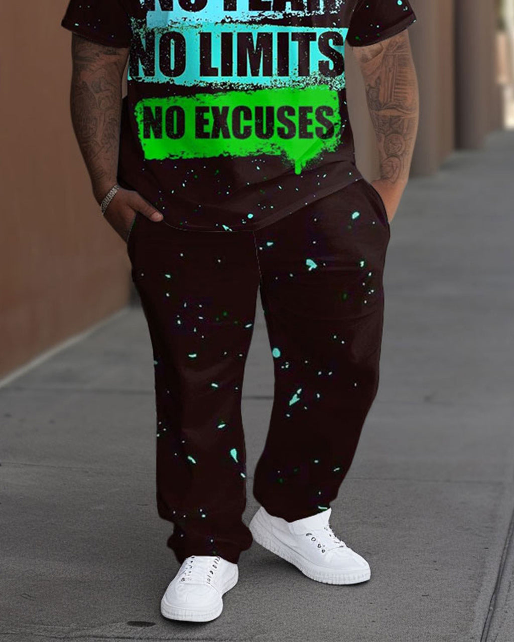 Big & Tall Graphic T-Shirt Pants Set for big men view 3