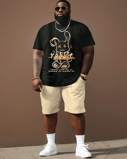 Big & Tall Graphic Graffiti T-Shirt Shorts Set for big men view 2