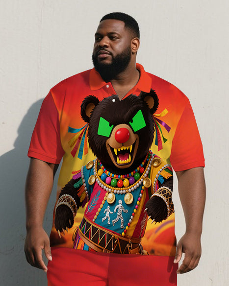 Big & Tall Gradient Polo Shorts Set for big men view 2
