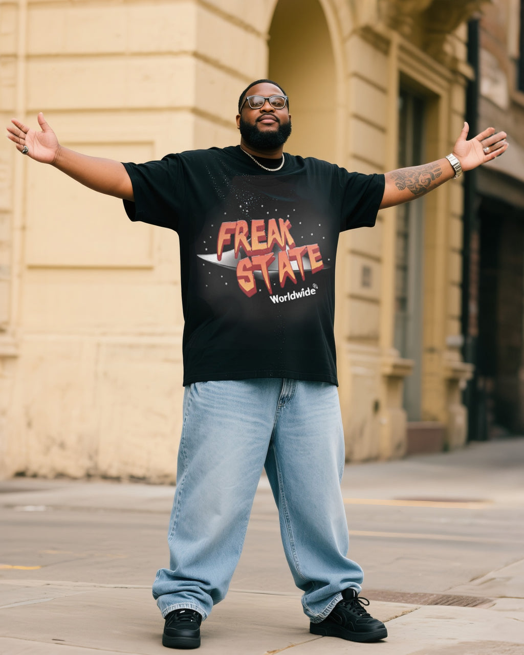 Big & Tall Denim T-Shirt Pants Set for big men view 1