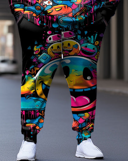 Big & Tall Graphic Graffiti Hoodie Sweatpants Set for big men view 3