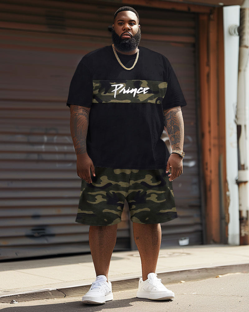 Big & Tall Graphic Camouflage Patchwork Two-piece Set for big men view 2