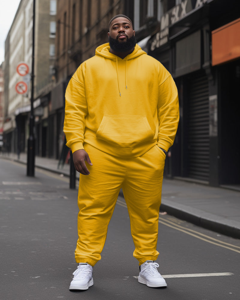 Big & Tall Solid Color Hoodie Sweatpants Set for big men view 1