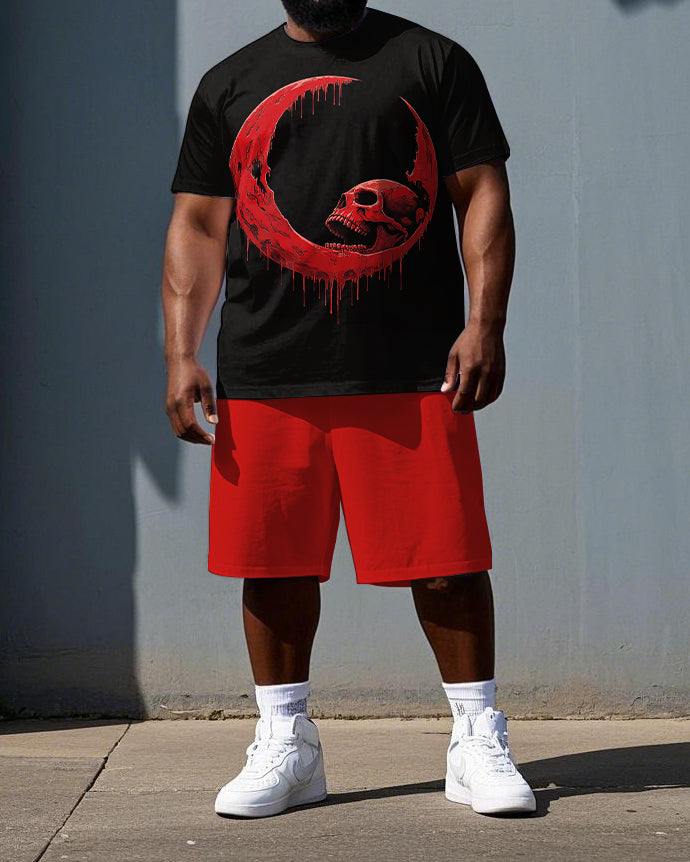Big & Tall Graphic Skull T-Shirt Shorts Set for big men view 1
