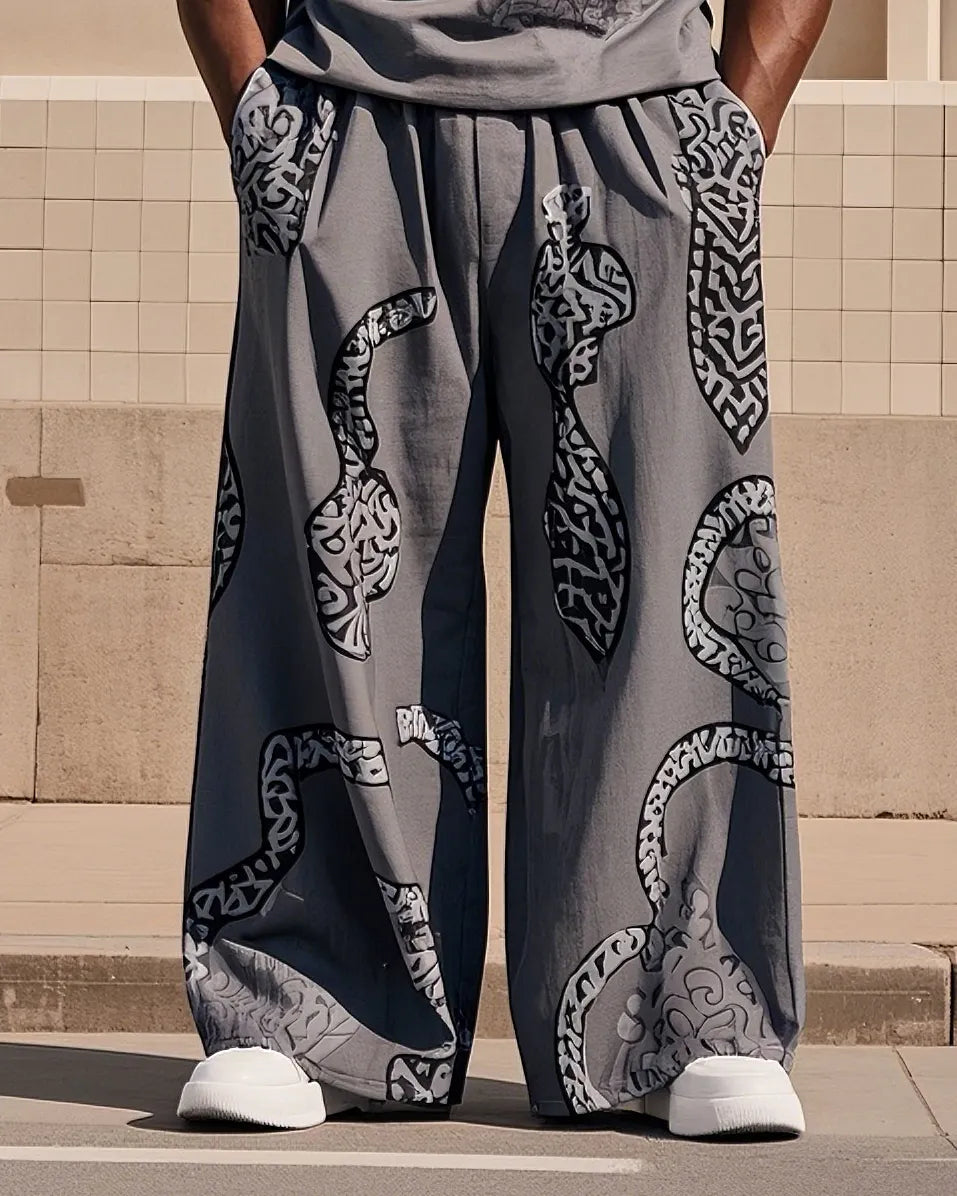 Big & Tall Streetwear Skull Vest Pants Set for big men view 2