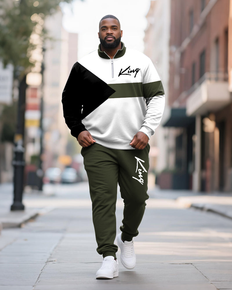Big & Tall Colorblock Graphic Two-piece Set for big men view 3