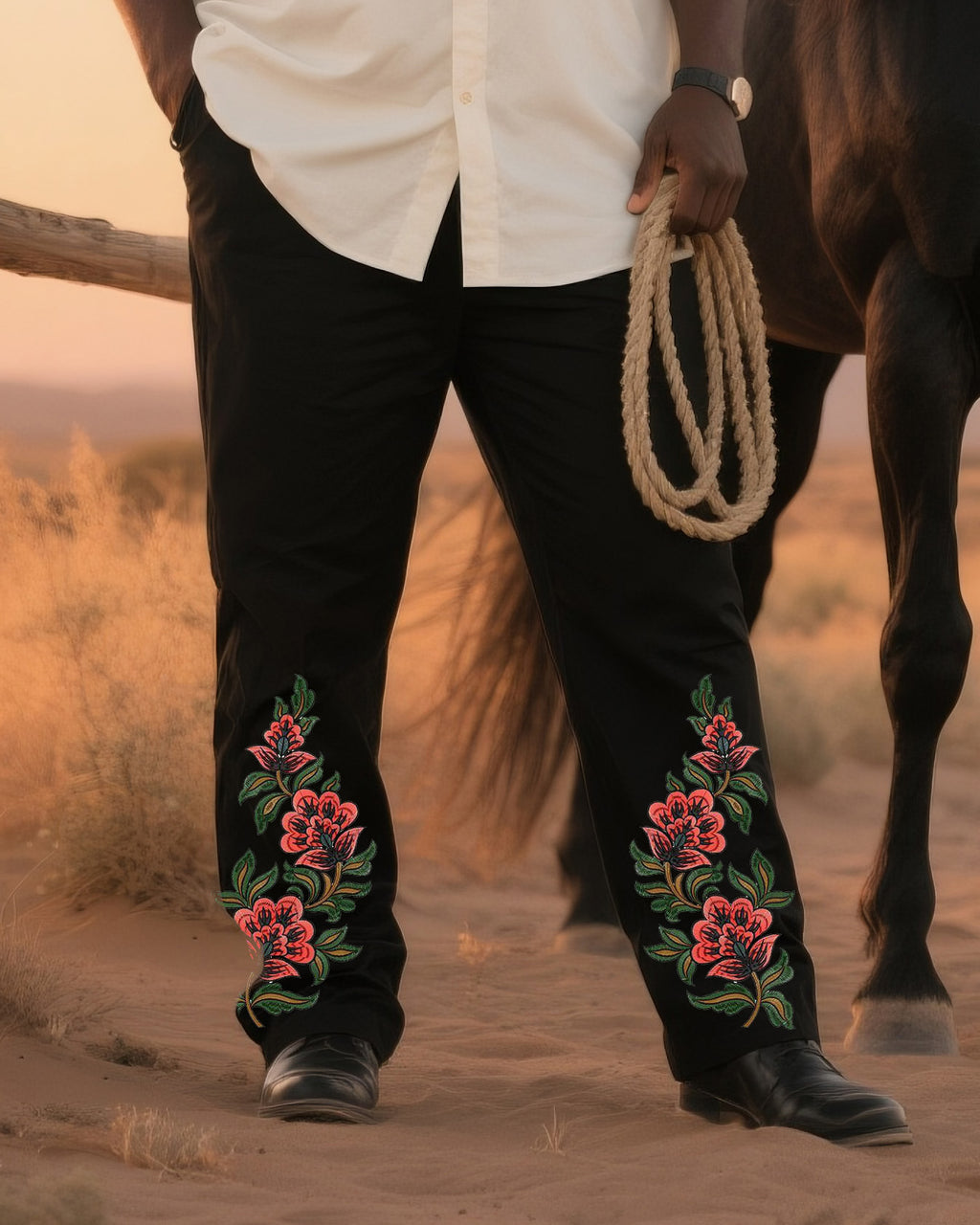 Big & Tall Western T-Shirt Pants Set for big men view 3