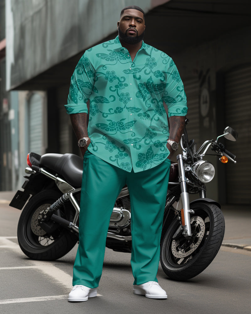 Big & Tall Business Casual Streetwear Two-piece Set for big men view 1