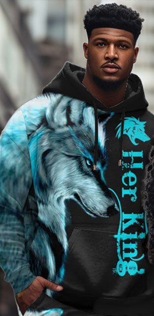 Big & Tall Graphic Streetwear Hoodie Sweatpants Set for big men view 4