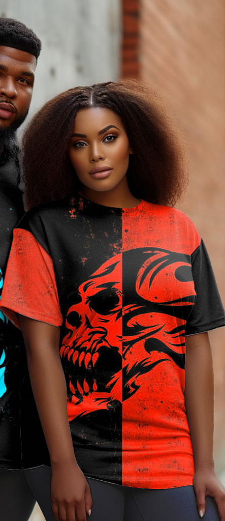 Big & Tall Colorblock Skull T-Shirt for big men view 3