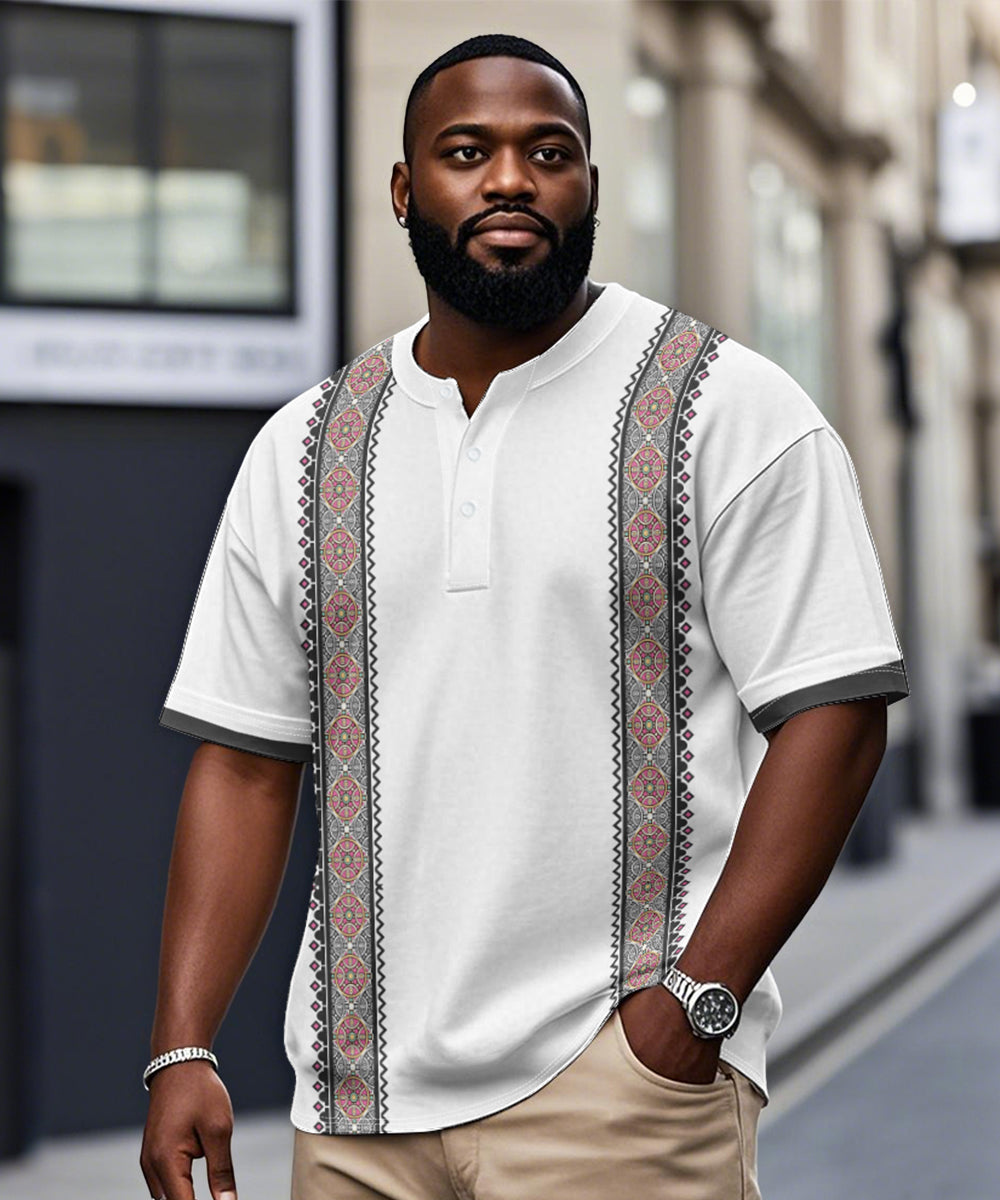 Big & Tall Gray Hawaiian Streetwear T-Shirt for big men view 2