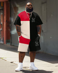 Big & Tall Colorblock Graphic T-Shirt Shorts Set for big men view 2
