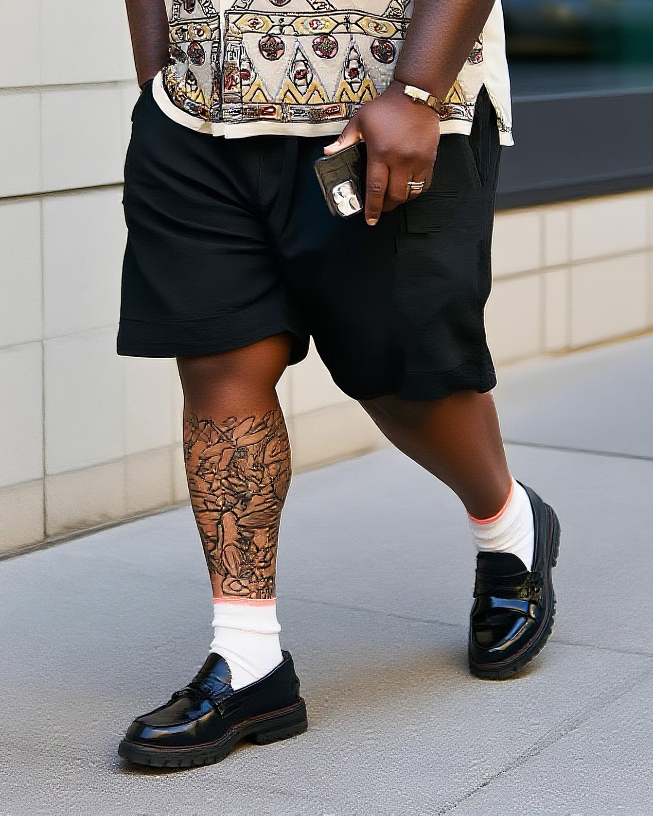 Big & Tall Graphic T-Shirt Shorts Set for big men view 3