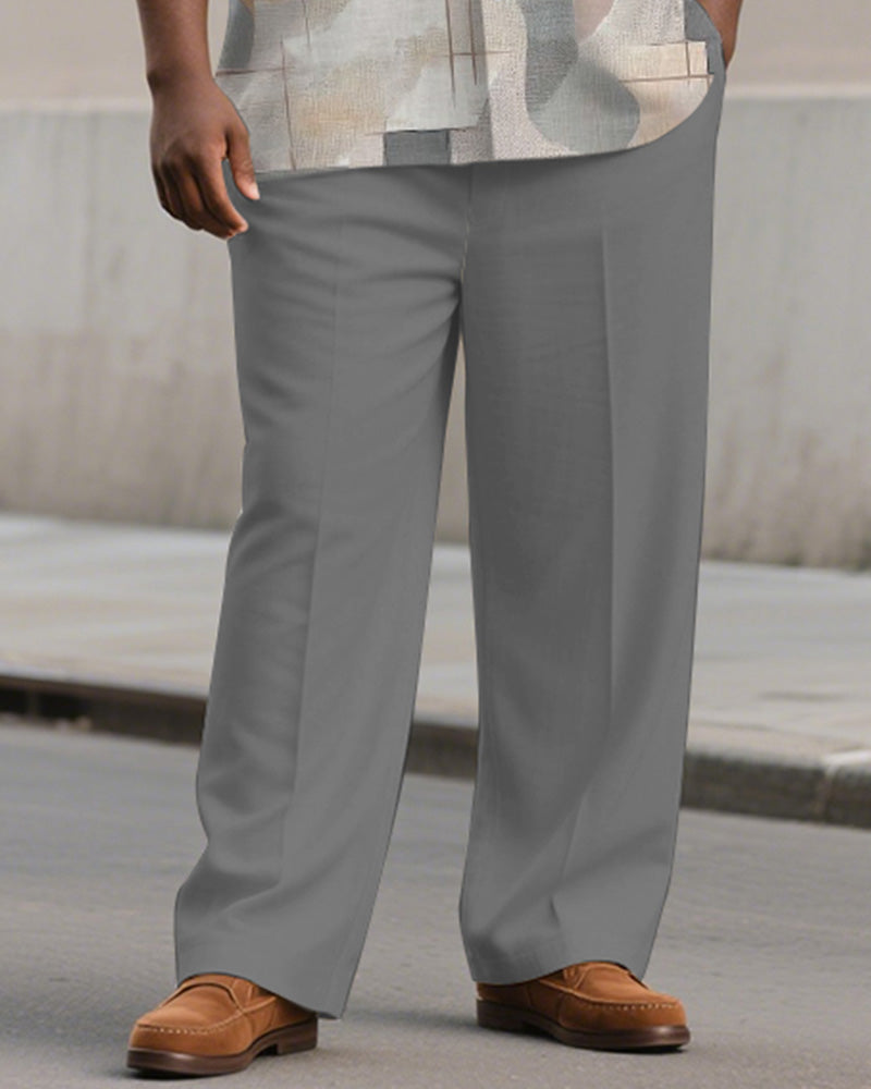 Big & Tall Gray Colorblock T-Shirt Pants Set for big men view 3