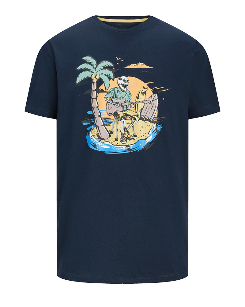 Big & Tall Black Blue Hawaiian T-Shirt for big men view 1