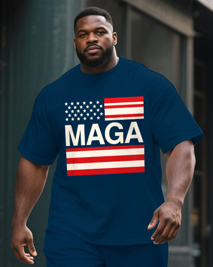 Big & Tall Graphic Streetwear T-Shirt Shorts Set for big men view 2