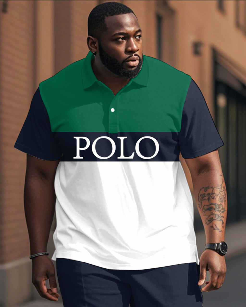 Big & Tall Blue Colorblock Jeans for big men view 3