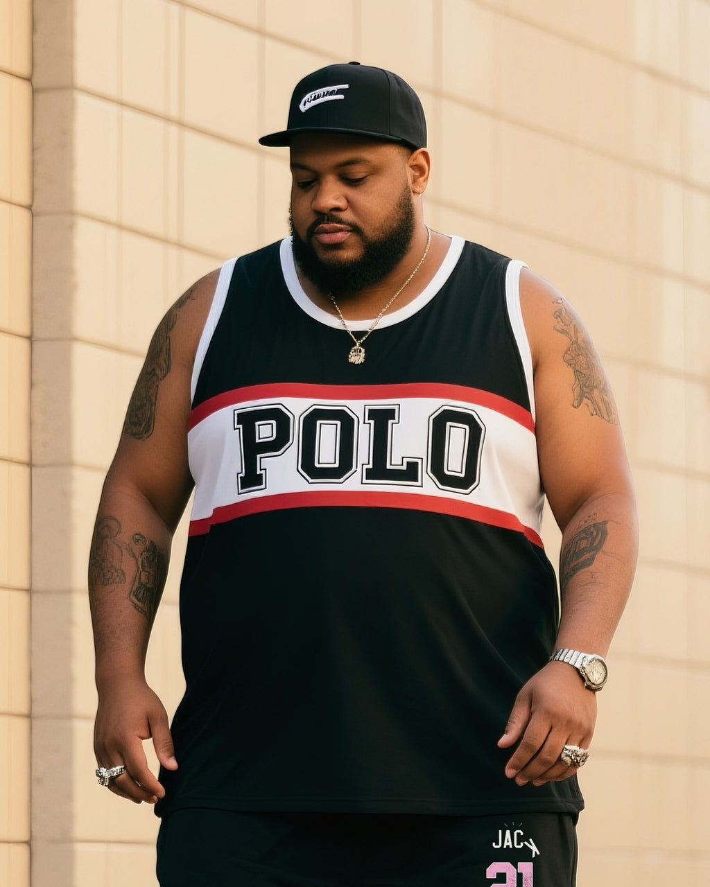 Big & Tall Graphic Athletic Vest Pants Set for big men view 2