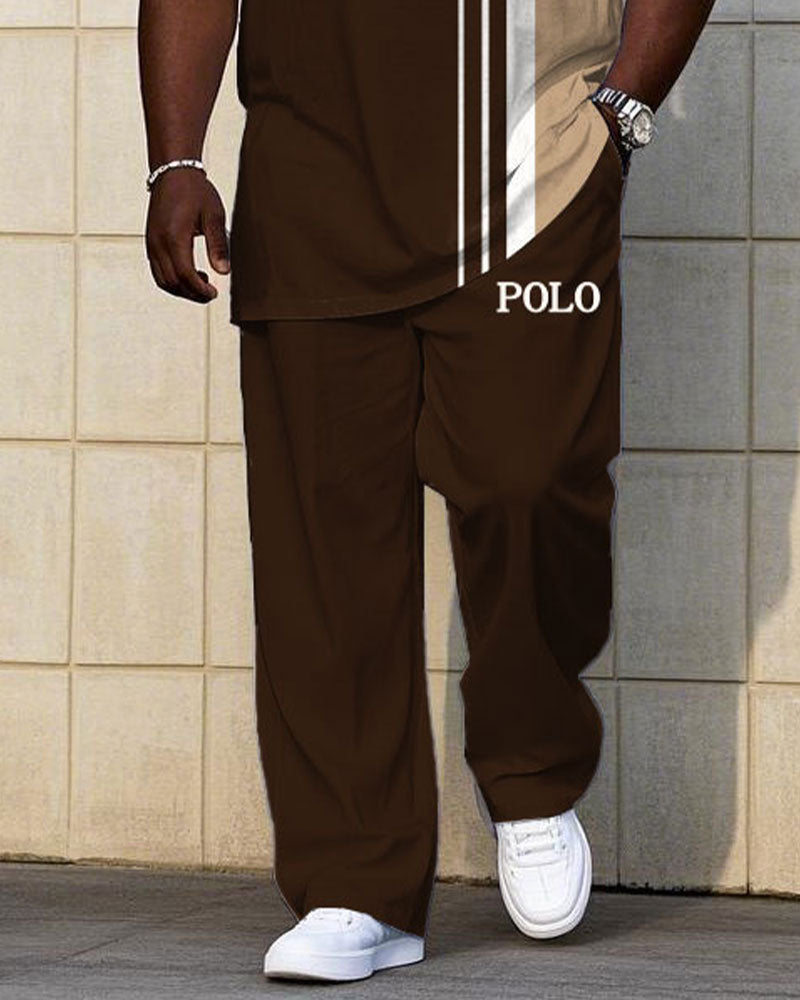 Big & Tall Colorblock Streetwear T-Shirt Pants Set for big men view 3