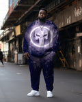Big & Tall Purple Skull Hoodie Sweatpants Set for big men view 1